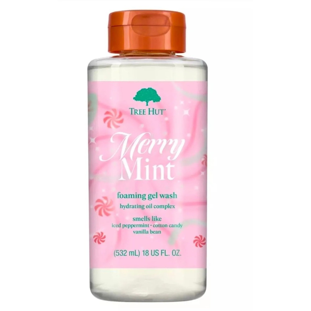 Tree Hut Merry Mint Hydrating Gel Body Wash‎ Iced Peppermint Vanilla 18oz